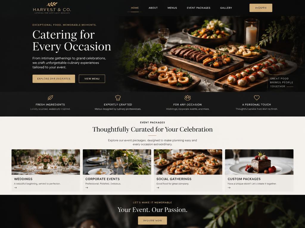 Harvest & Co. catering website design concept