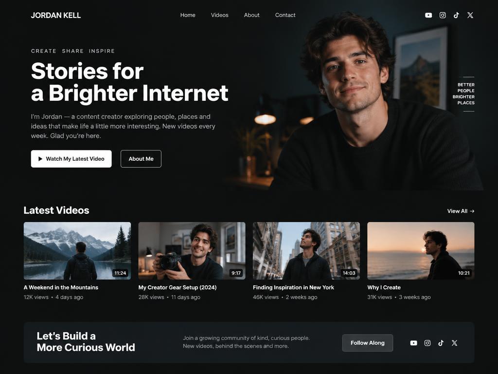 Jordan Kell creator website design concept